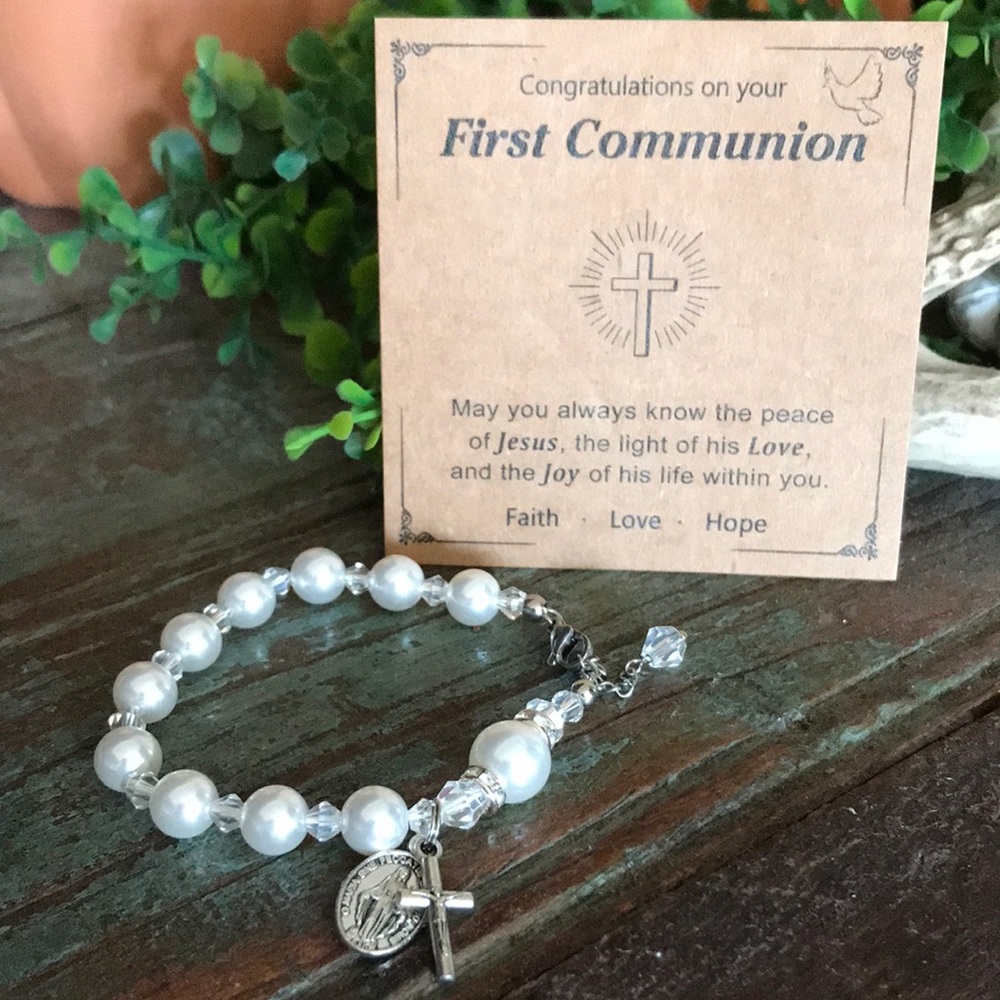 Silver and White Jewelry Bracelet with Charm